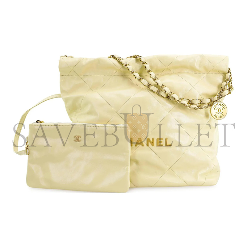 CHANEL MASTER 22 BAG YELLOW CALFSKIN GOLD HARDWARE AS3260 (39*35*7cm)